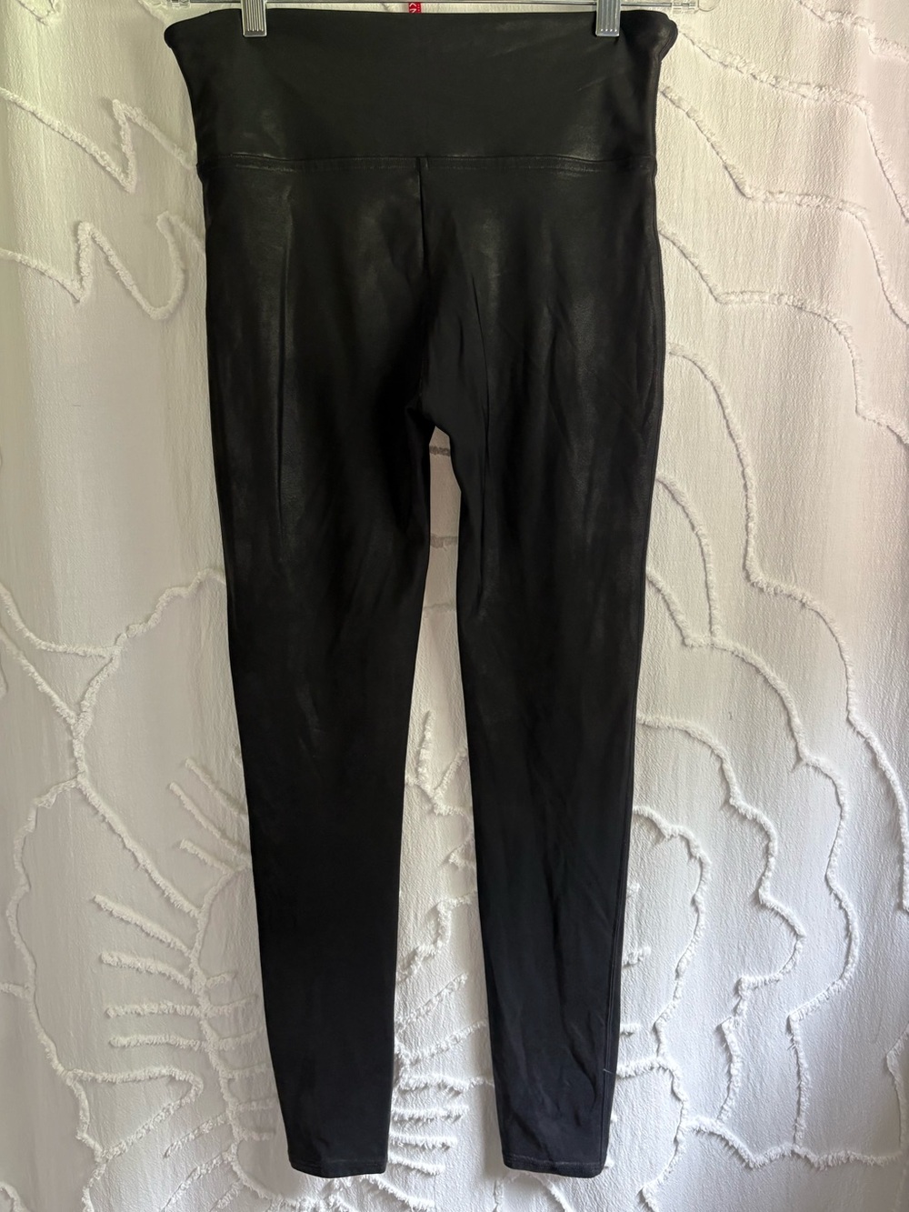 SPANX Faux Leather Leggings Black High Rise Shaping XL